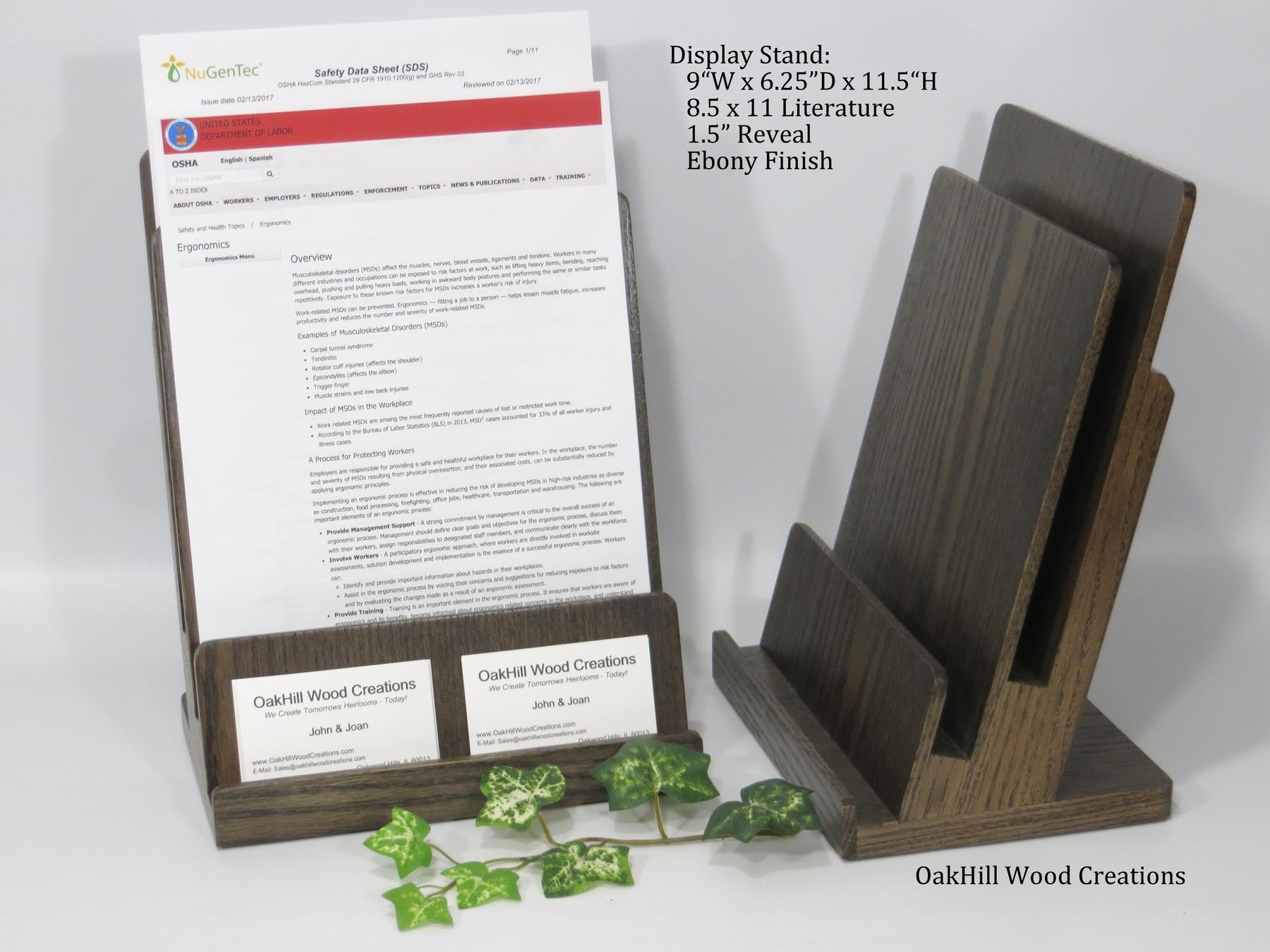 Wood Countertop Display Brochure Holder Business Card Stand