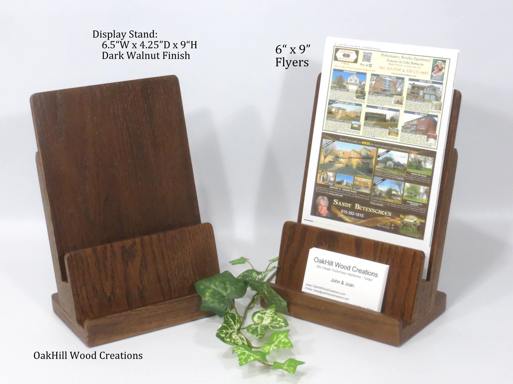 Wood Countertop Display Brochure Holder Business Card Stand